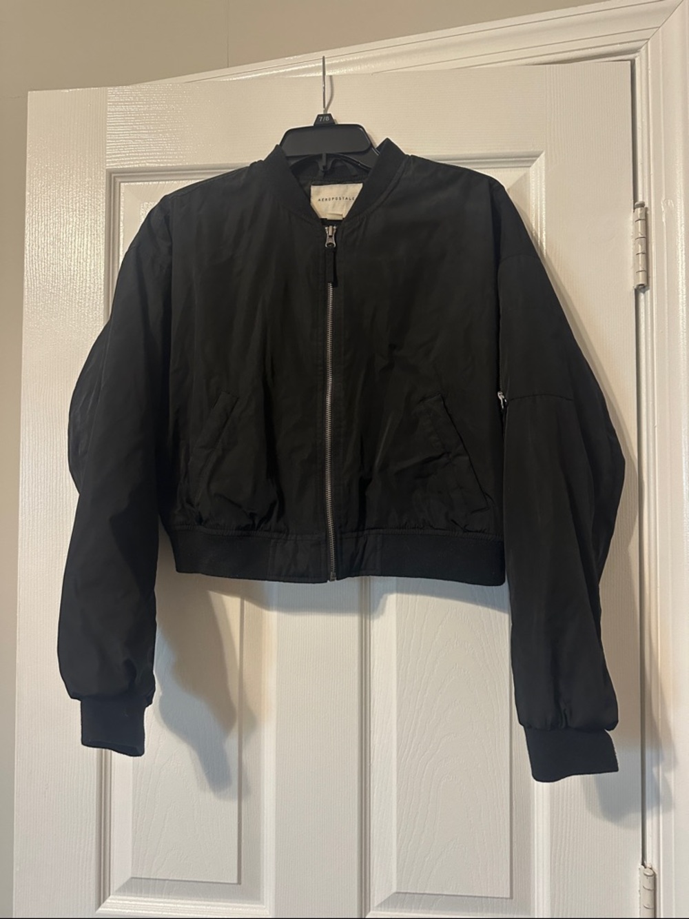Aeropostale Black Cropped Bomber Jacket